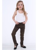 Girls\' trousers with flat studs, khaki NDZ310 - Online store - Boutique